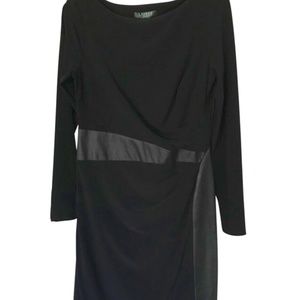 Ralph Lauren Long Sleeve Dress W/ Leather Detail